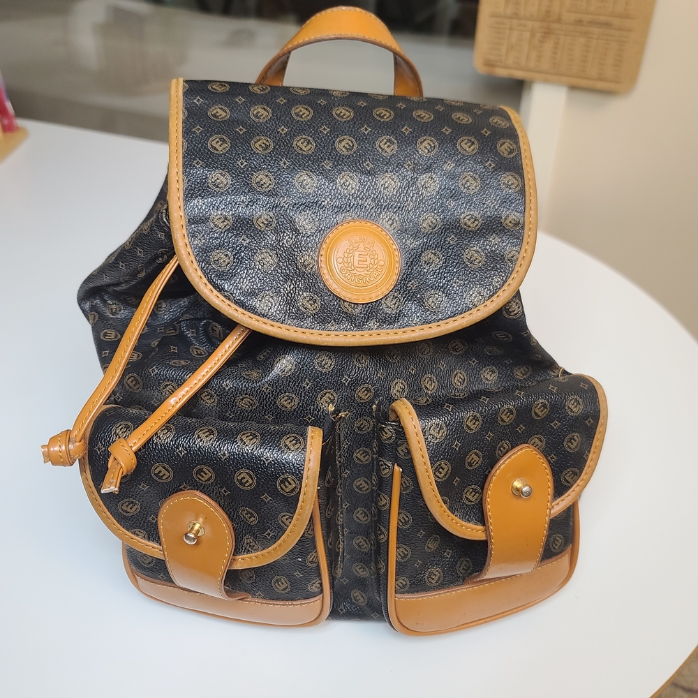 Chic Black and Tan Designer Backpack
